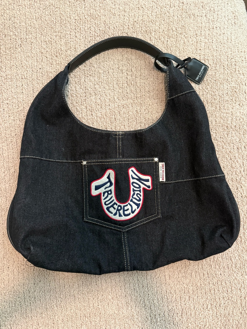 True Religion Denim Horseshoe Hobo Shoulder Bag Y2K